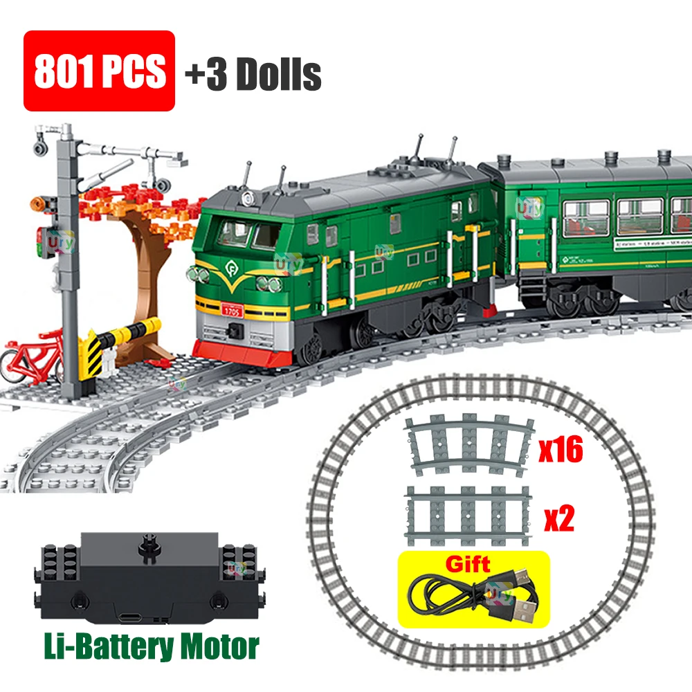 Lego Set City - Technische Retro Groene Stoomtrein Stadsauto Elektrisch