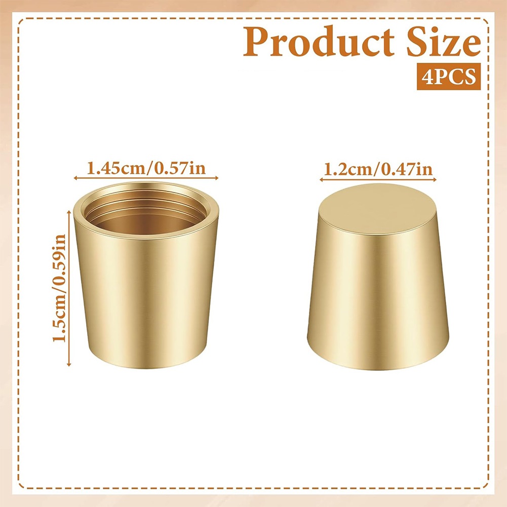 Display Risers Set - 4 stuks messing snijplankvoetjes met antislip